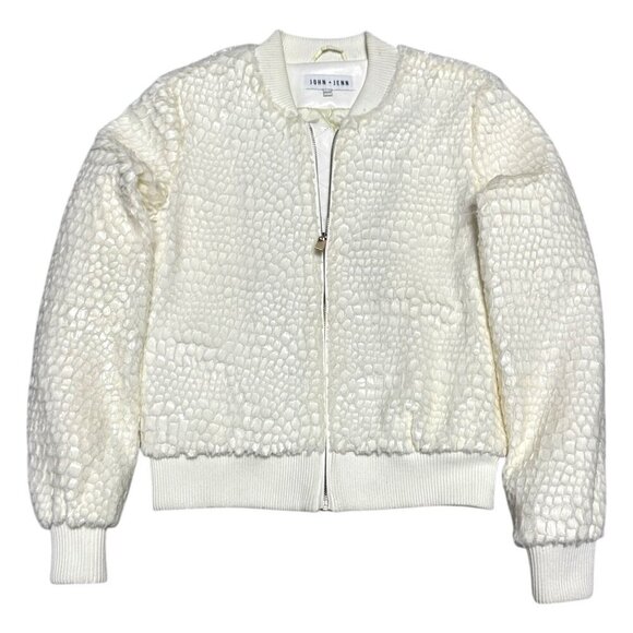 JOHN + JENN Faux Fur Scaled Luxury Designer Bomber Jacket Womens XS - Picture 1 of 6